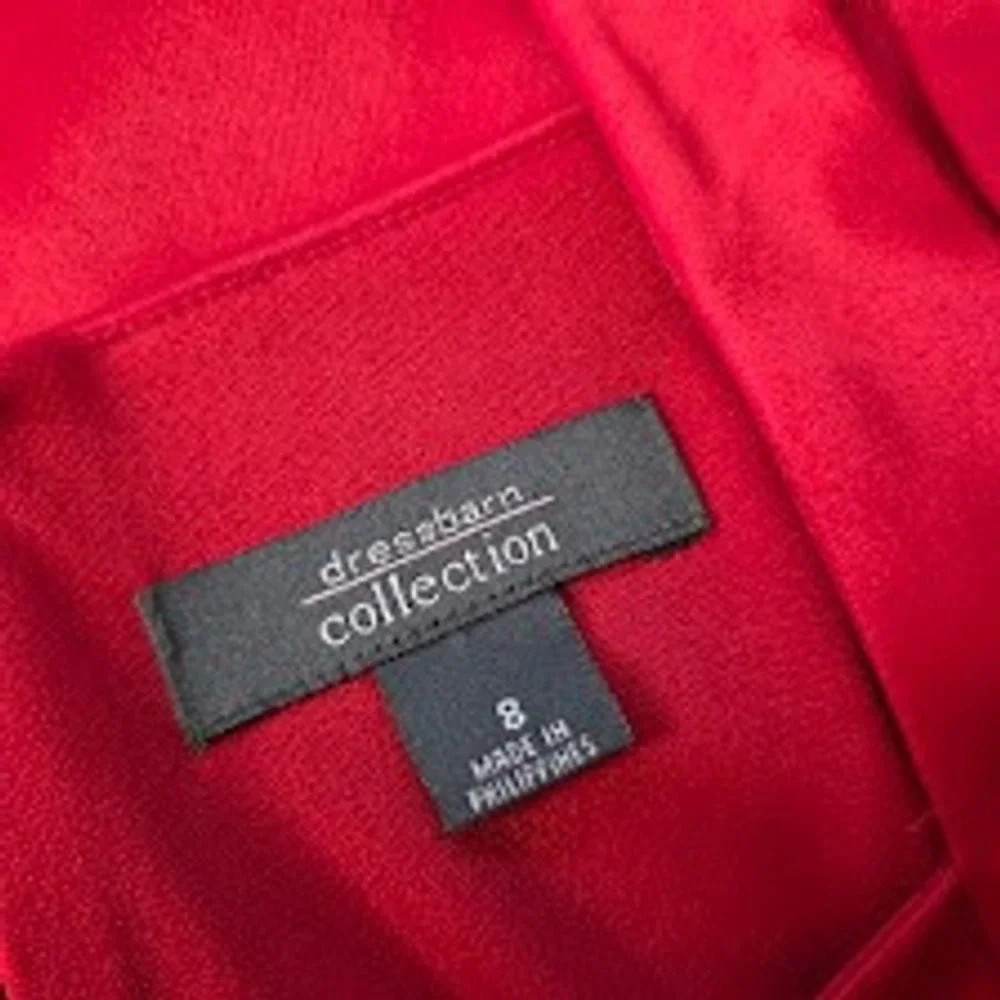 33-Dressbarn‎ Collection  Sz 8 Red Sheath Dress Square Neck Sleeveless Ruched